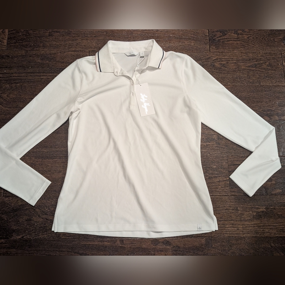 NWT Lady Hagen Long Sleeve Golf Polo UPF 50+ in White - Picture 4 of 7